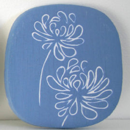 blue slip tile with scrafitto pattern