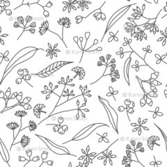 Gum Doodles Fabric Grey on white