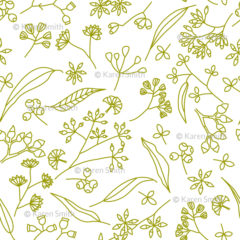 Gum Doodles Fabric Lime on white
