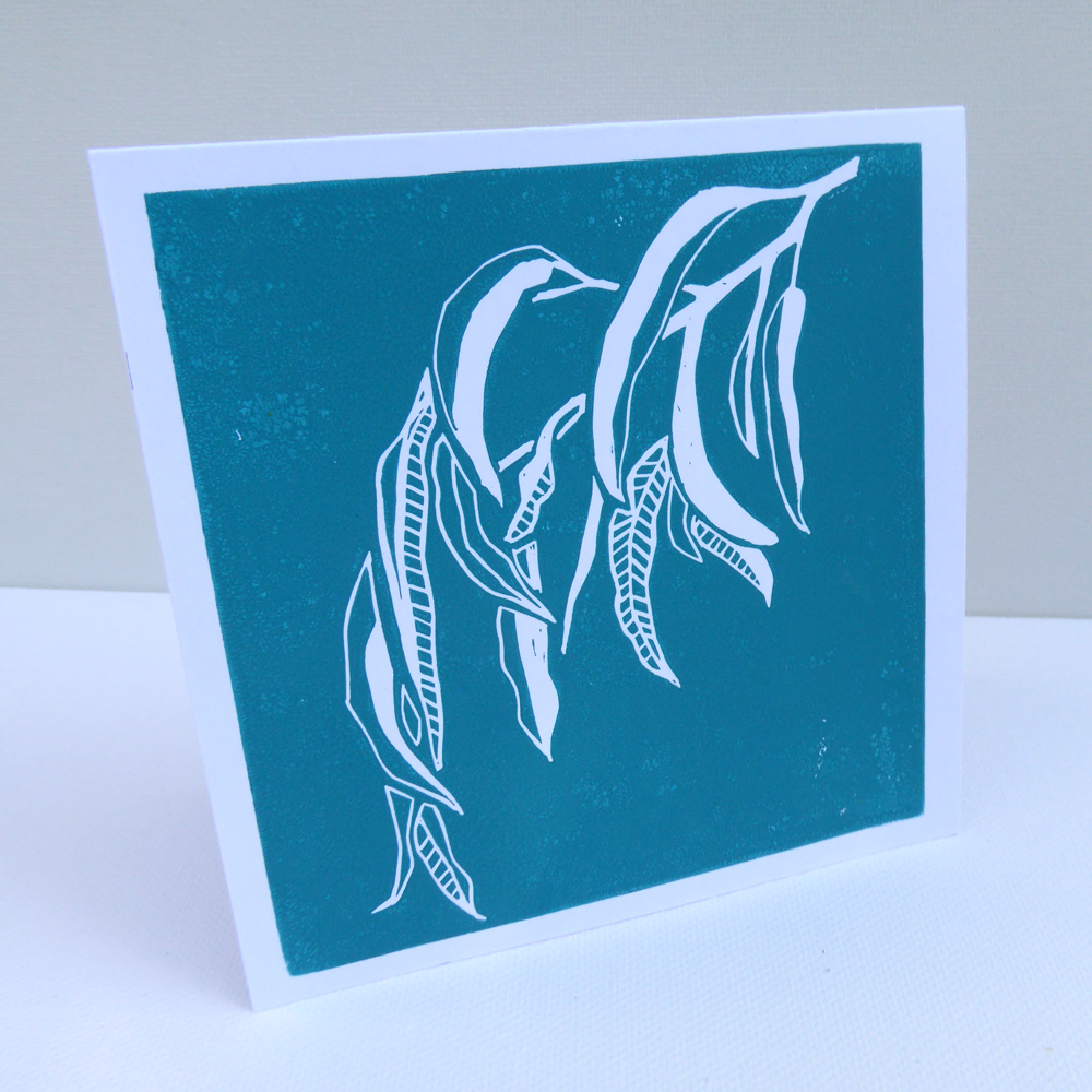 Hand lino printed card - Patterned Gum