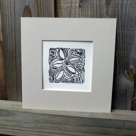 Mounted Woodblock Print - Leaf Swirl