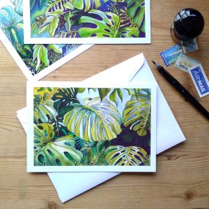 Tropical Leaf Greeting Card - Monsteras 2 ©KarenSmith