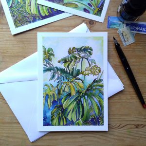 Tropical Leaf Greeting Card - Monsteras 4 ©KarenSmith