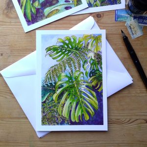 Tropical Leaf Greeting Card - Monsteras 7 ©KarenSmith