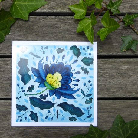 Blue Jacobean LeavesChristmas Card ©KarenSmith