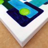 Colourful abstract shapes painiting on small canvas by Karen Smith