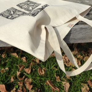 Canvas Tote Bag – Leaf Block Print   Leaf Swirl Pattern