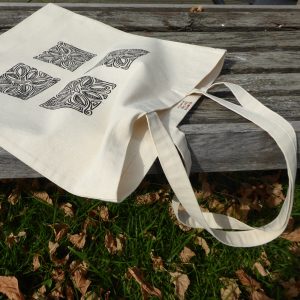 Canvas Tote Bag – Leaf Block Print   Leaf Scroll Pattern