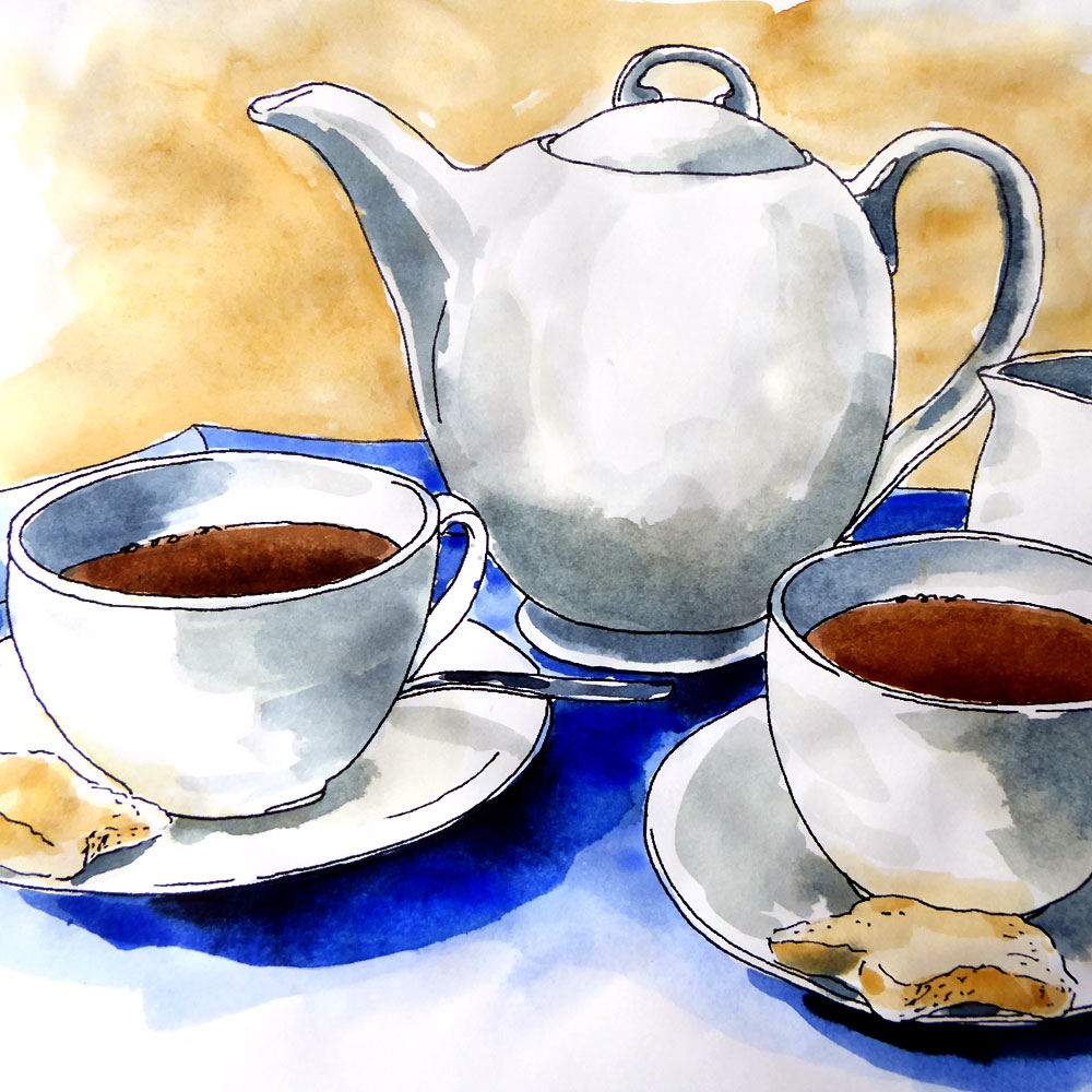 Protected: Tea for Two Line Drawing